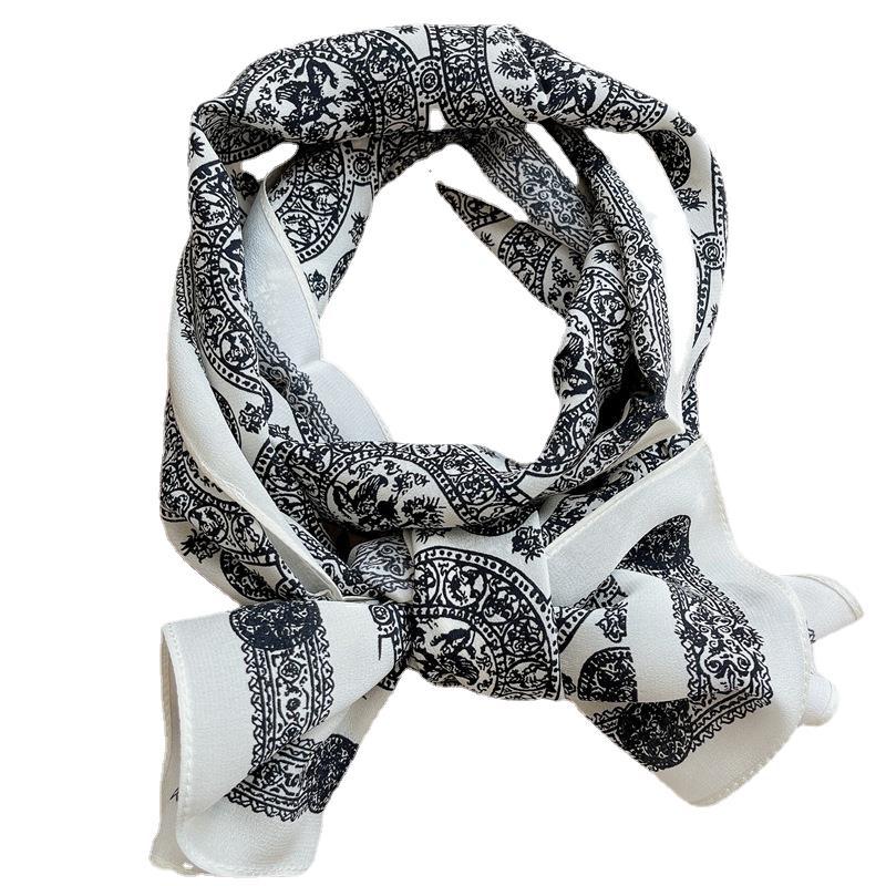 Cashew Flower Series Silk Double Crepe Long Scarf Silk Scarf Women'S Spring And Autumn Versatile Mulberry Silk Scarf Manufacturer