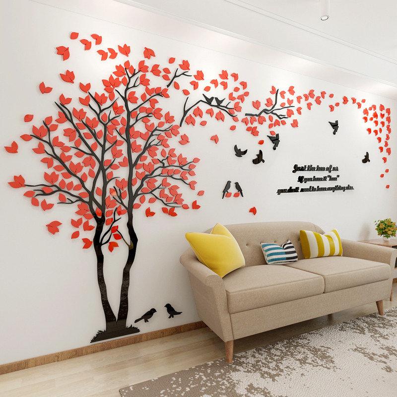 Adesivo da parete a specchio acrilico albero 3D decalcomanie arte fai da te TV sfondo poster da parete decorazione della casa camera da letto soggiorno adesivi