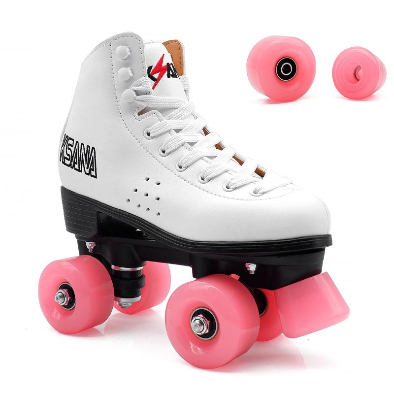 Double-Row Roller Skates with Translucent High-Elastic PU Jelly Wheels