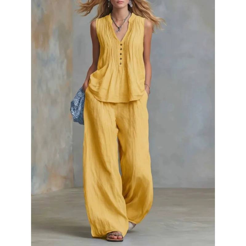 Street Style Womens Sleeveless Pantsuit With Cotton Linen Material For Casual Summer Wear
