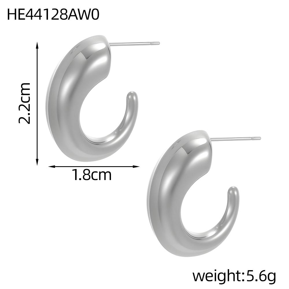 CARLIDANA Hypoallergenic Waterproof Minimalist Jewelry Stainless Steel Gold Plated Trendy U Shape Geometric Huggie Earrings
