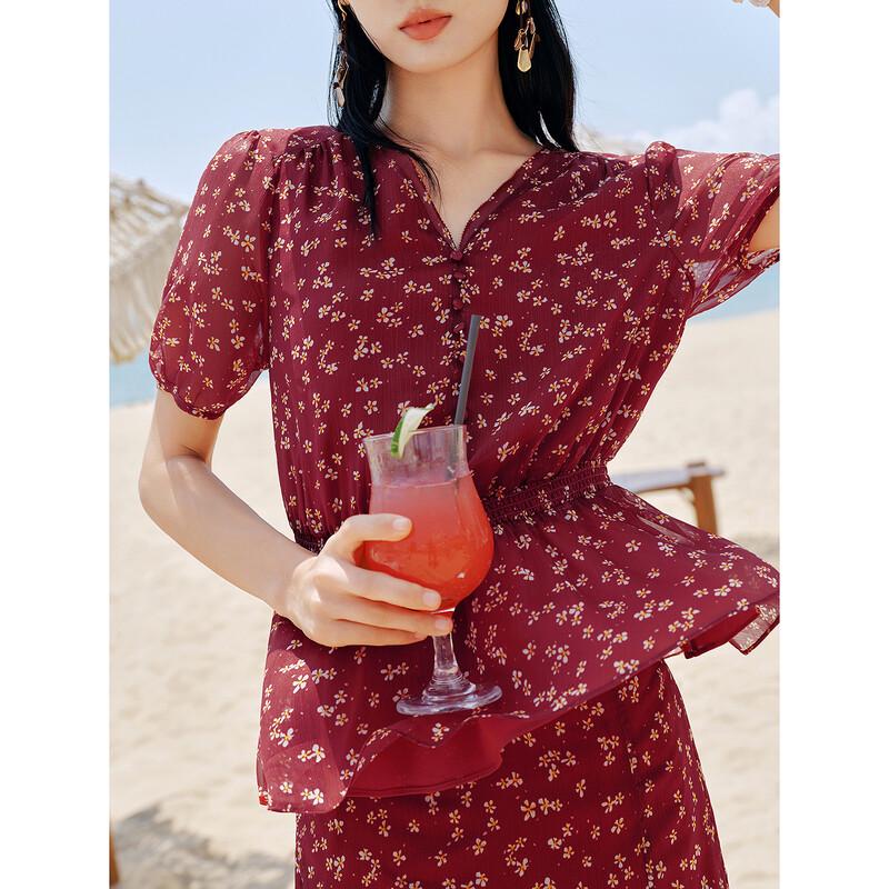 JUZI Annakou Raffiniertes geblümtes Chiffon-Oberteil