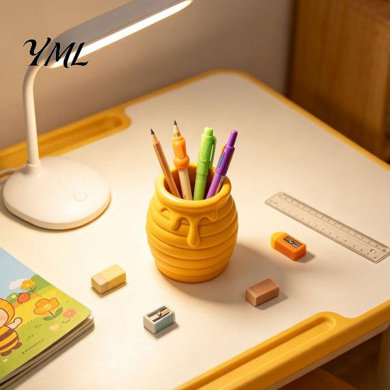 Creative Gift for Women 3D Printed Honey Jar Pen Holder, Desk Organizer Office Dressing Table Stationery, Makeup Brush Toothbrush Cute Storage