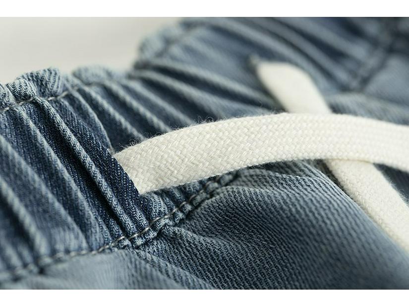 Lyocell 49.6% Super Soft Elastic Waist Denim Curved Leg Floor-Length Banana Pants - Spring Collection