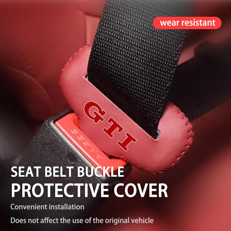2/5pcs Leather Seat Belt Buckle Protective Cover Wear Resistant For Volkswagen VW Golf 4 5 6 7 GTI Tiguan Passat B5 B6 B7 CC