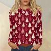 Women's Fashion Casual Christmas Printed Round Neck Long Sleeve Pullover Top