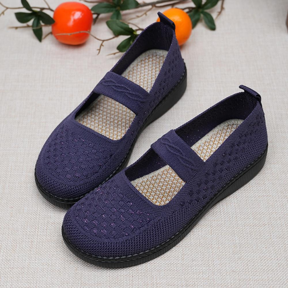 Women's Cloth Shoes Mesh Shallow Shoes Non-slip Wear-resistant Middle-aged and Elderly Shoes Elastic Walking Shoes for The Elderly