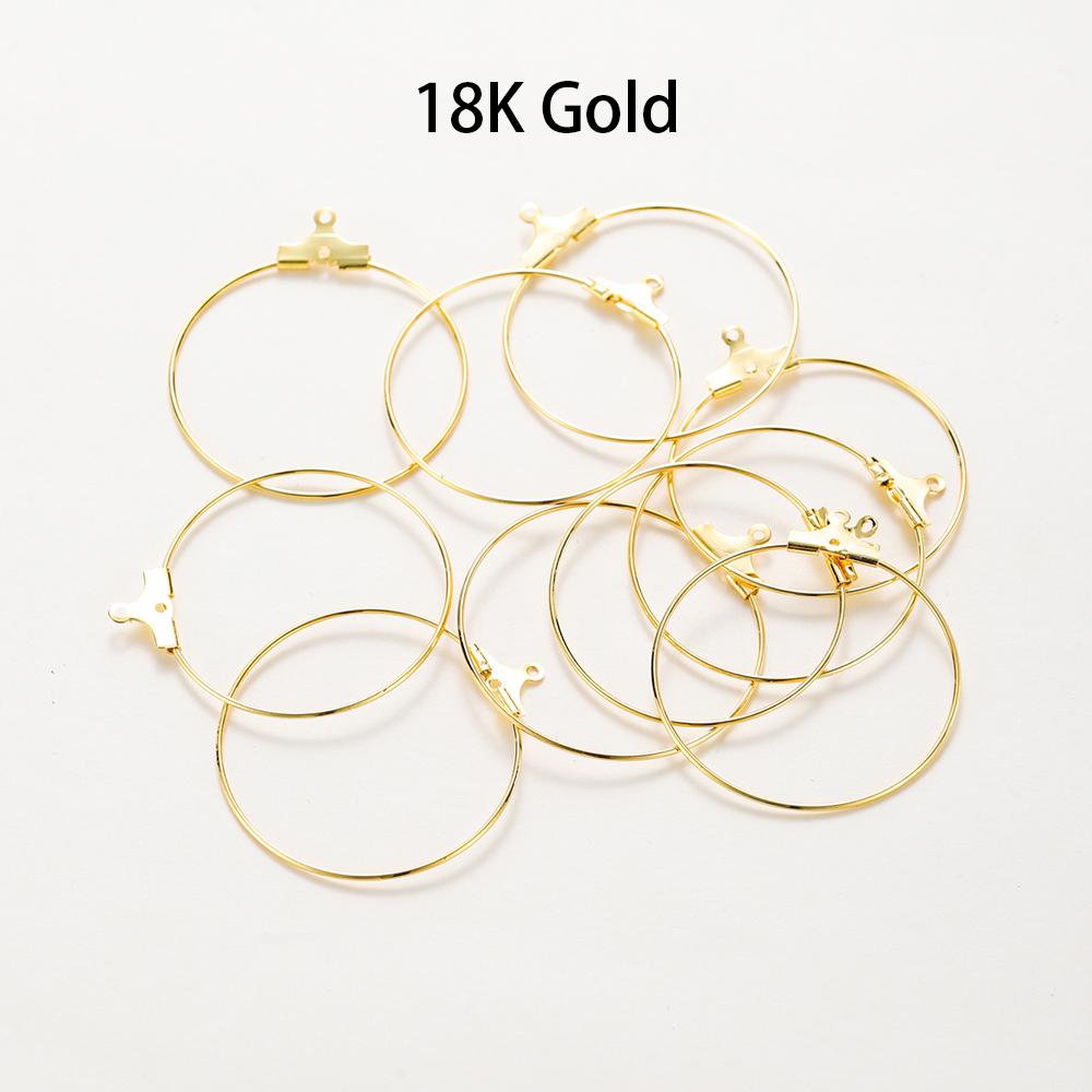 

10pcs 14K 18K Real Gold Plated Round Single Loop Earings Circle Open Earing For DIY Jewelry Making Pendants Decorate Accessories 30mm x 10pcs