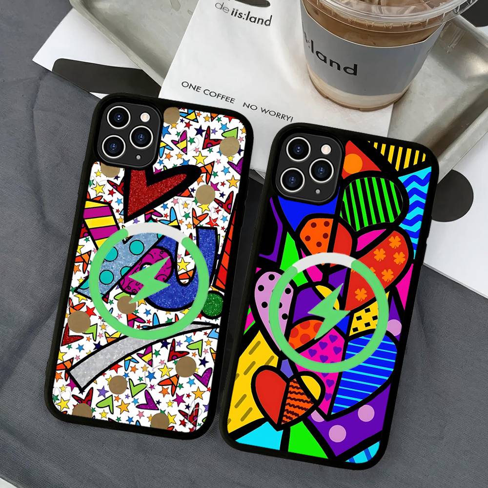 Art R-Romero Britto For Magnetic Phone Case For IPhone 17 16 15 14 13 12 11 Plus Pro Max PC+TPU Cover