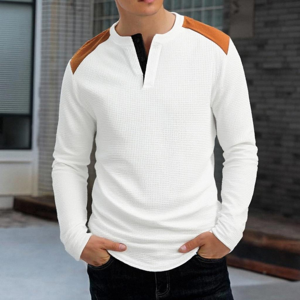 Men's Solid Color Long Sleeve T-Shirt Shirt Men's Casual Sports Top
