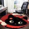 1PC Cat Floral Office Round Area Rug,  Mat Suitable ForOffice, Under Office Chairs Bedroom Living Room Home Decor, Room Deco