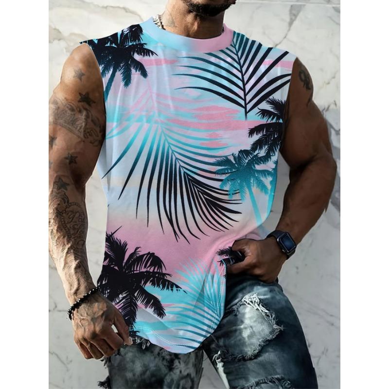 Gilet estivo da uomo senza maniche, con stampa, leggero e traspirante, adatto per il tempo libero in spiaggia e le vacanze, lavabile in lavatrice