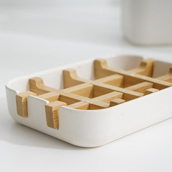 1/2Pcs Bamboo Soap Dish Shower Soap Bar Holder Bamboo Drain Rack Bathroom Soap Tray Anti-slip Bottom Soap Box