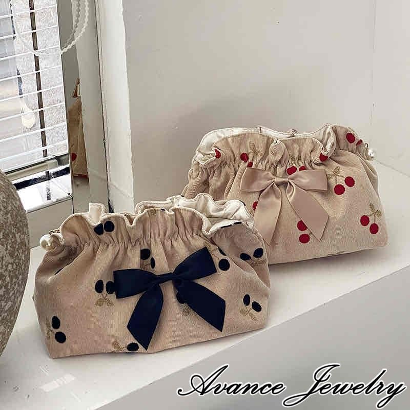 AVANCE Cherry Makeup Storage Small Item Cosmetic Popular and Stylish Travel Cosmetic Black and Red Pouch, Pouch, Organizer, Pouch, Pouch, Storage,