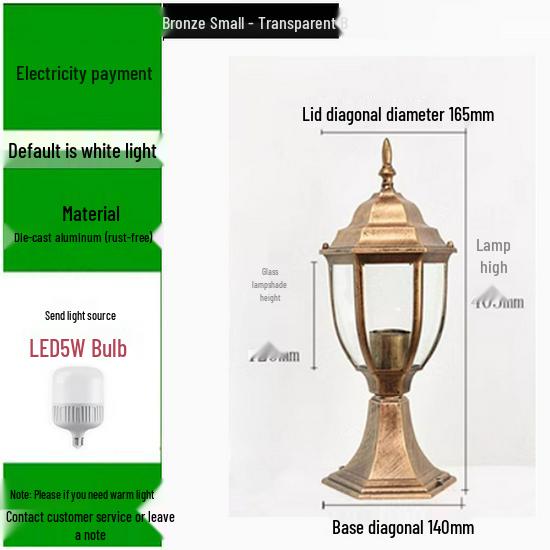 European Style Outdoor Waterproof Pillar Lamp for Villa Entrances and Community Courtyards