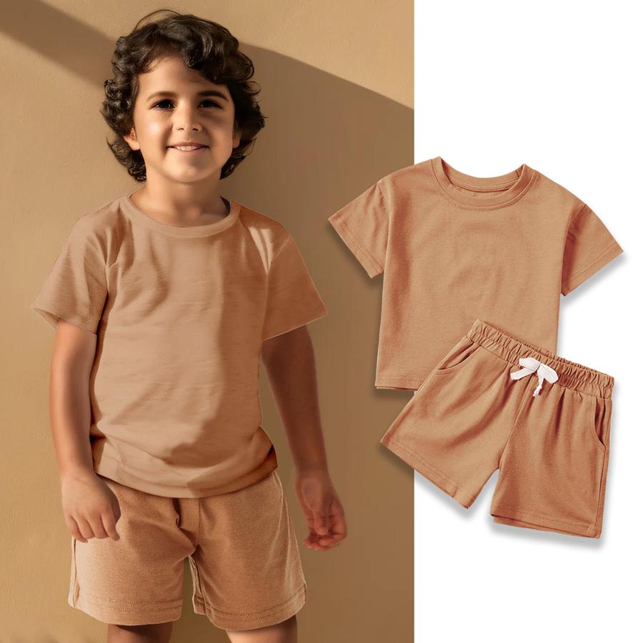 Hot Summer Boys & Girls Outfit Toddler Cotton Short Sleeve Pants Set Casual Everyday Wear