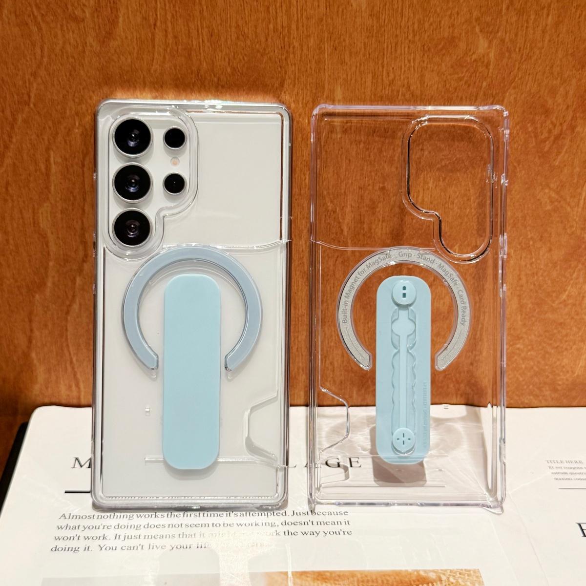 

New Card Holder Clear For Magsafe Magnetic Phone Case For Samsung S26 S25 S24 Plus Ultra Bracket Bumper NonSlip Shockproof Cover Galaxy S26