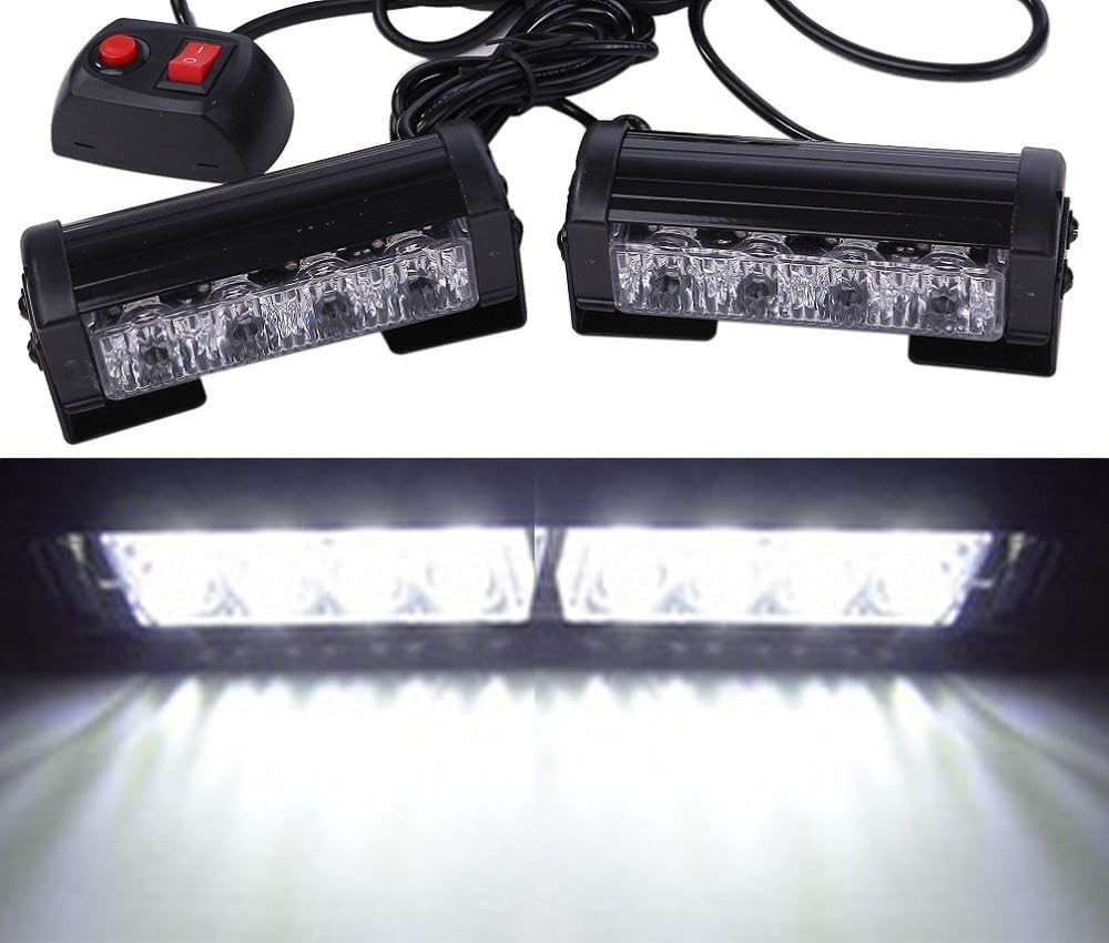 

[Avan Knight] Светодиодная стробоскопическая балка Набор из 2 аварийных сигнальных огней Лампа для автомобиля, грузовика, прицепа KRB186 (белый) белый