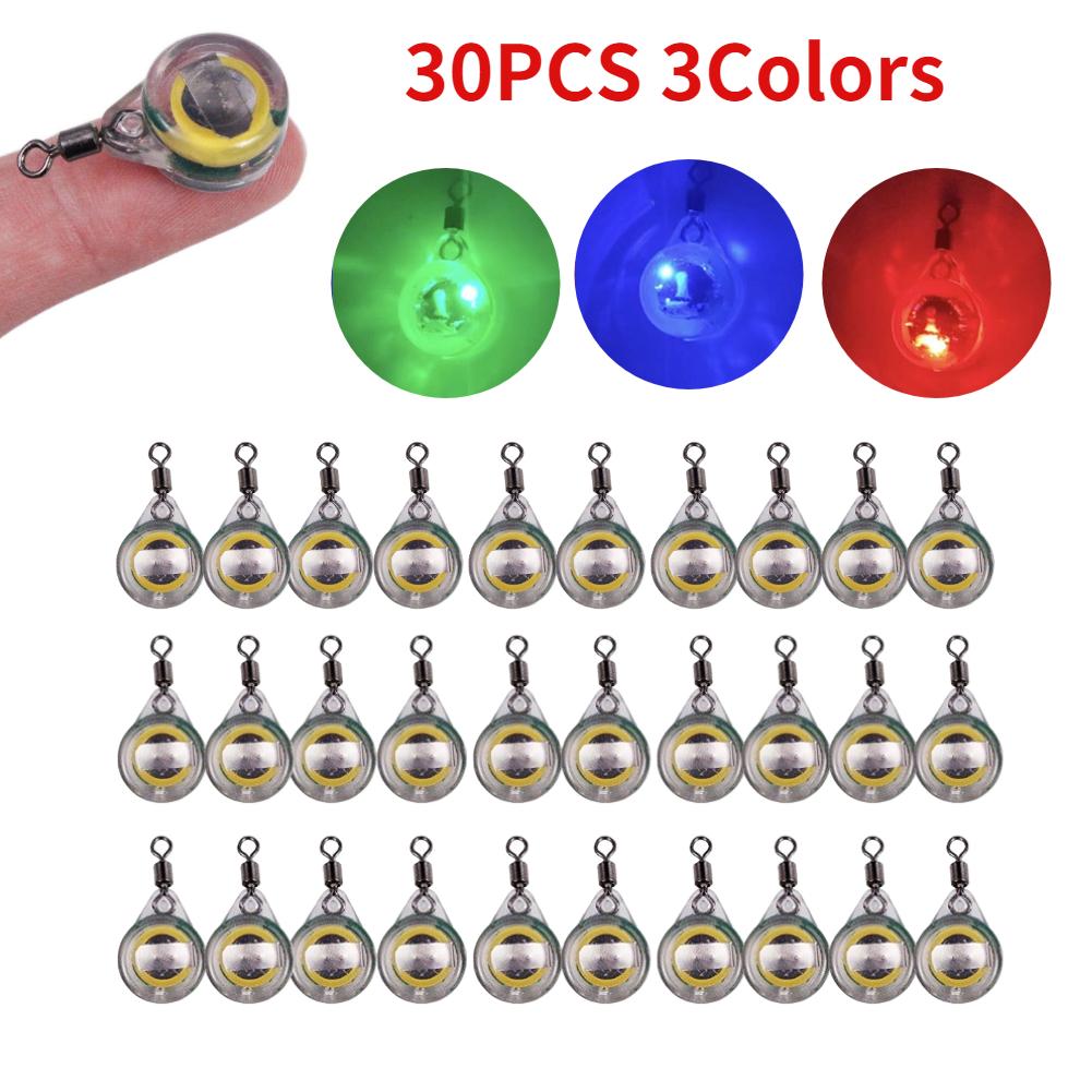 10-200pcs Mini Fishing Lure Light LED Deep Drop Underwater Eye Shape Squid Fish Bait Luminous Lure for Attracting Fish