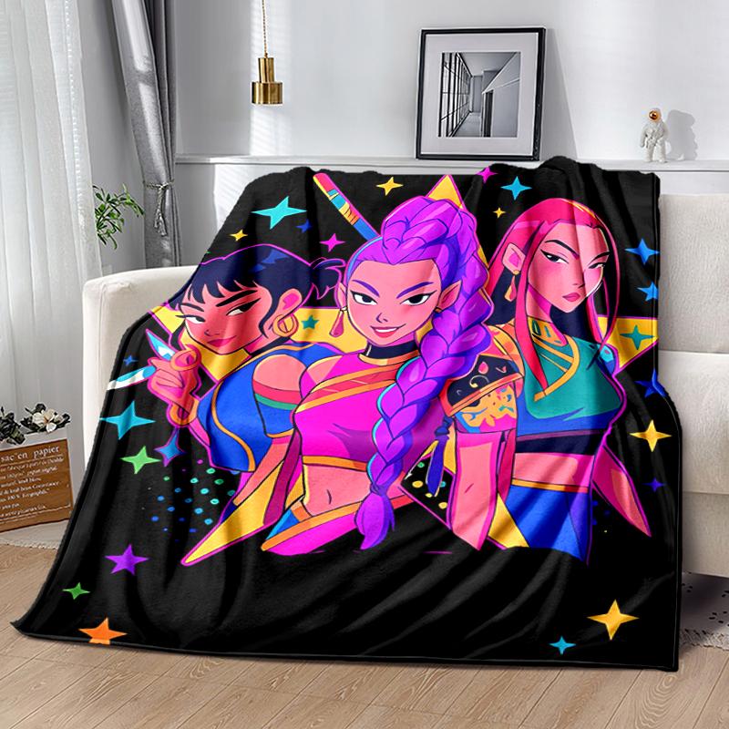 1pc Blanket Kpop Hunter12 Print Design, Lightweight Blanket for Sofa, Bed- Soft &Warm, Gift for All Seasons like Christmas, Halloween