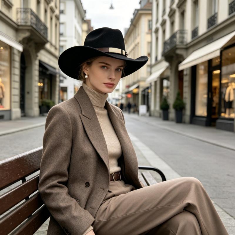 Women S Retro Style Large Brim Adjustable Solid Color Hat