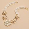 Yousheng Women Necklace Bohemian Elegant Double-layer Sun Flower Pendant Geometric Ladies Faux Pearl Choker Necklace Jewelry Decoration Gift for