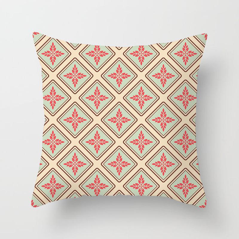 New Color-blocking Geometric Pillow Case, Peach Leather Velvet Cushion Sofa Cushion Cover, Splicing Living Room
