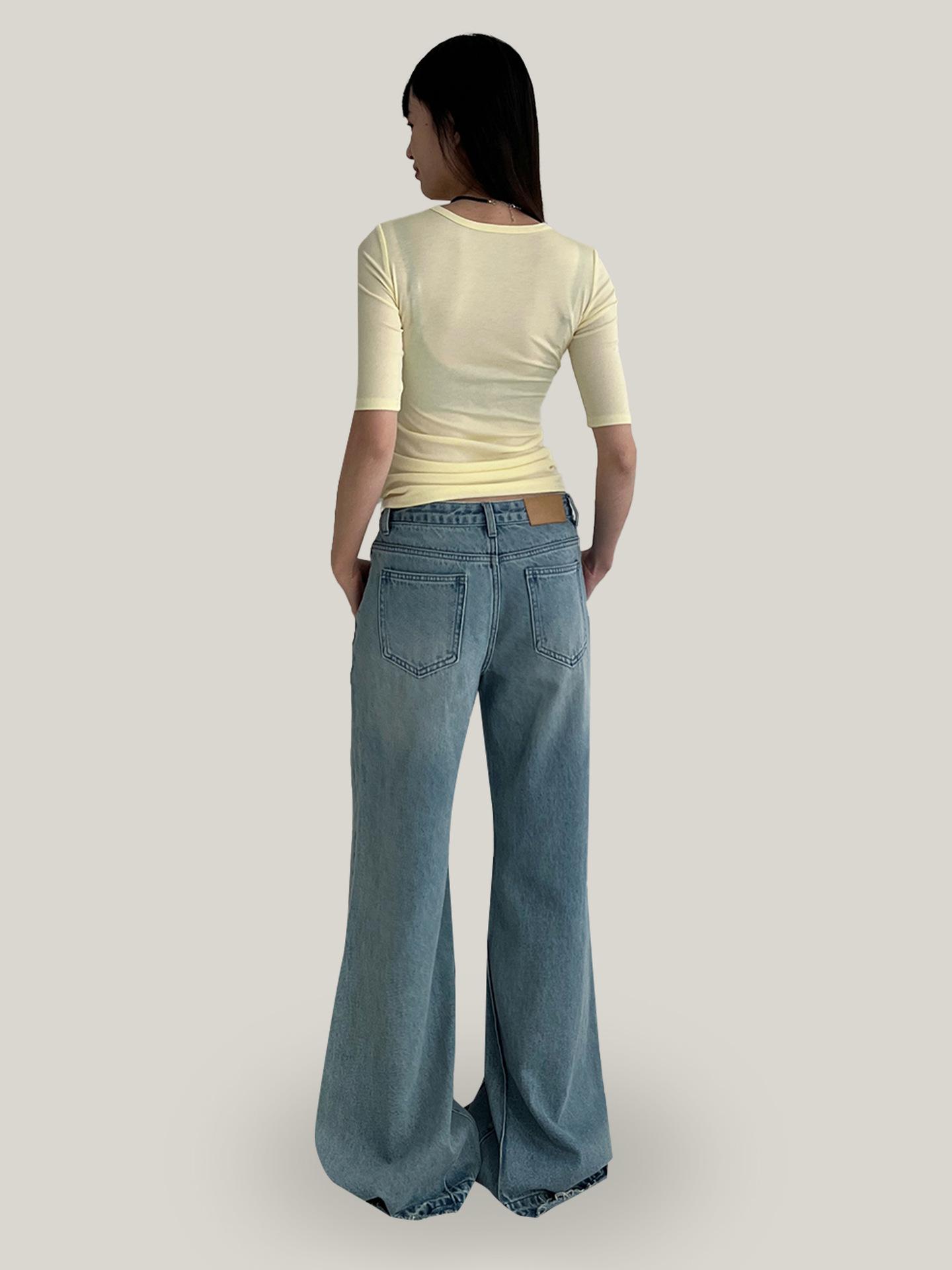 Yuyi 2026 Spring Women s Tie-Dye Micro-Flare Jeans - Loose Fit Long Pants (CY1412) M (up to 55 kg)