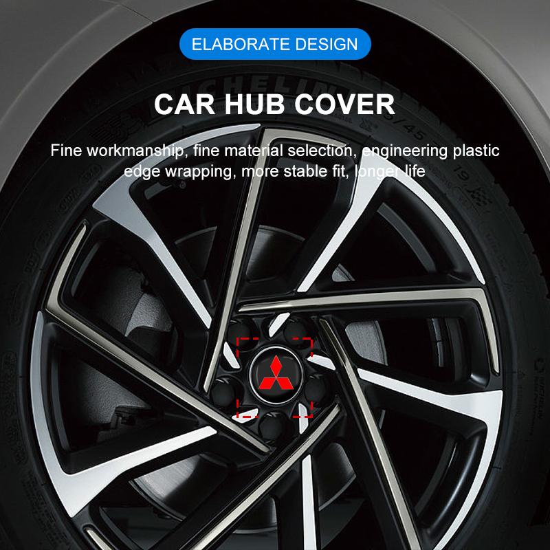 4PCS Car Wheel Center Stickers Hub Decals Auto Styling For Mitsubishi Mirage G4 KU8