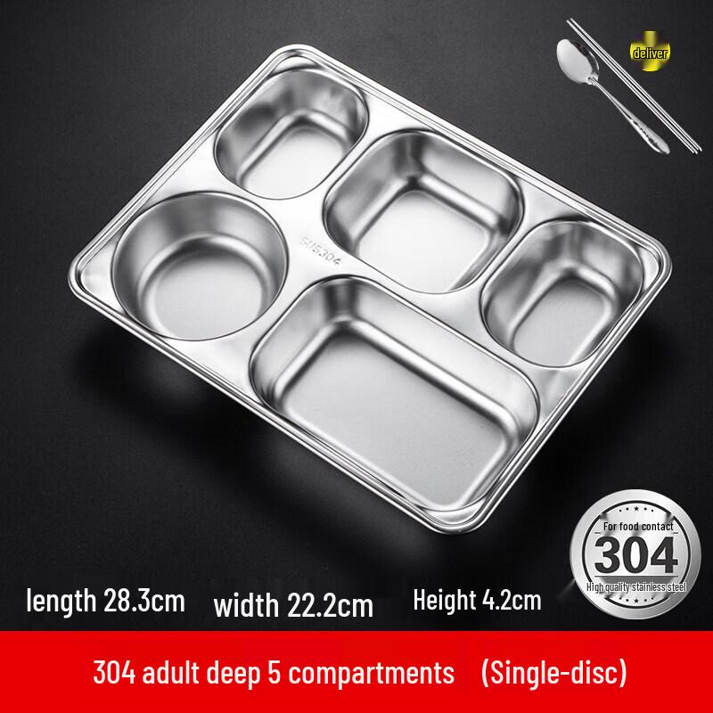 Stainless Steel 5-Compartment Lunch Tray
