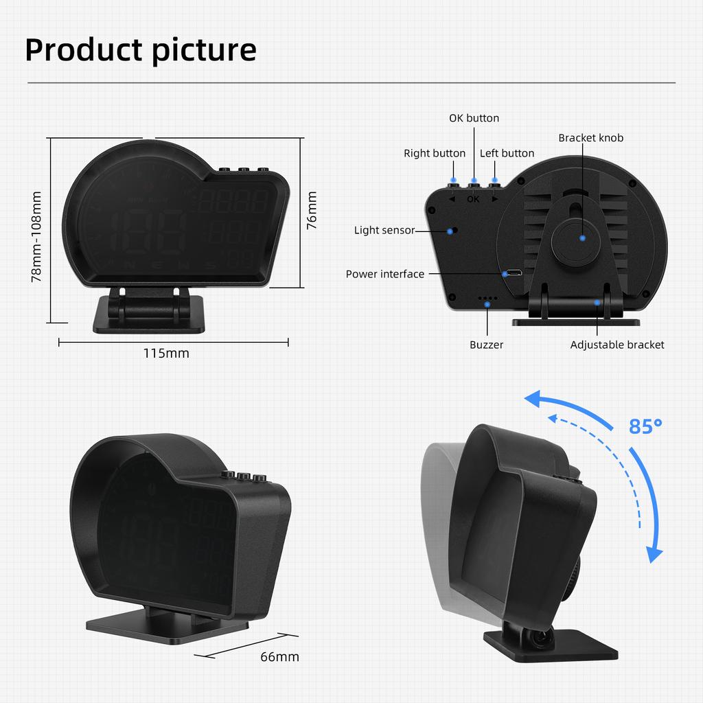 GPS HUD Head Up Display G16 Smart Digital Car System Geschwindigkeitsmesser MPH KM/H Autotacho für sämtliches Autoelektronikzubehör