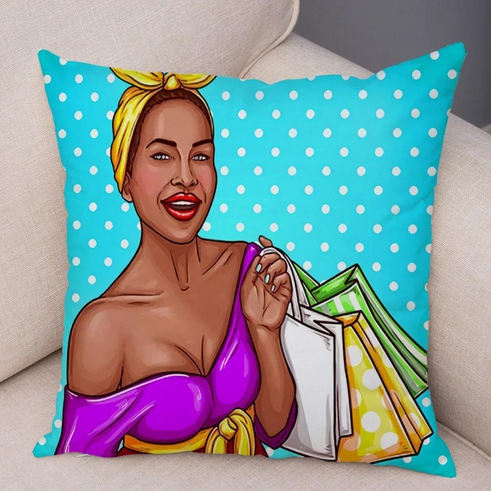 Home Decor Pop Art Style Women With Money Pillow Pattern Cushion Cover Suitable For Sofa Bedroom Car Pillow Cover
