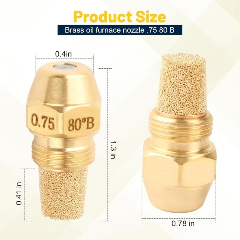 Ugello Metallico per Getto d'Olio Bruciatura Olio Ugello Bruciatura 80 Gradi 0.65/0.75/0.85 Ugello Bruciatura Olio Esausto Caldaia Riscaldatore Combustione