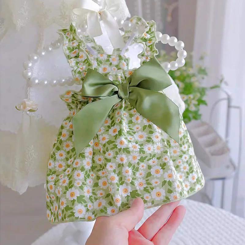 1PC Dog Cat Dress Spring/Summer Strap Dress Daisy Princess Style Teddy Pomeranian Puppy Small Dog