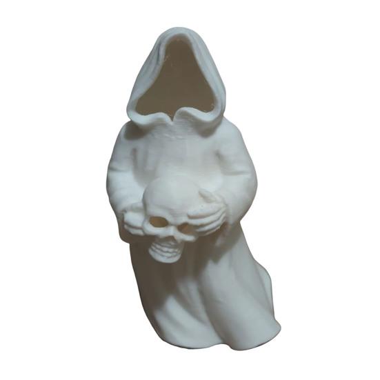Ghost Skull with LED Tea Lights Halloween 3D Printed Skeleton Ghost Lamp Battery Operated Flickering Flameless Night Light for Home Table Decor