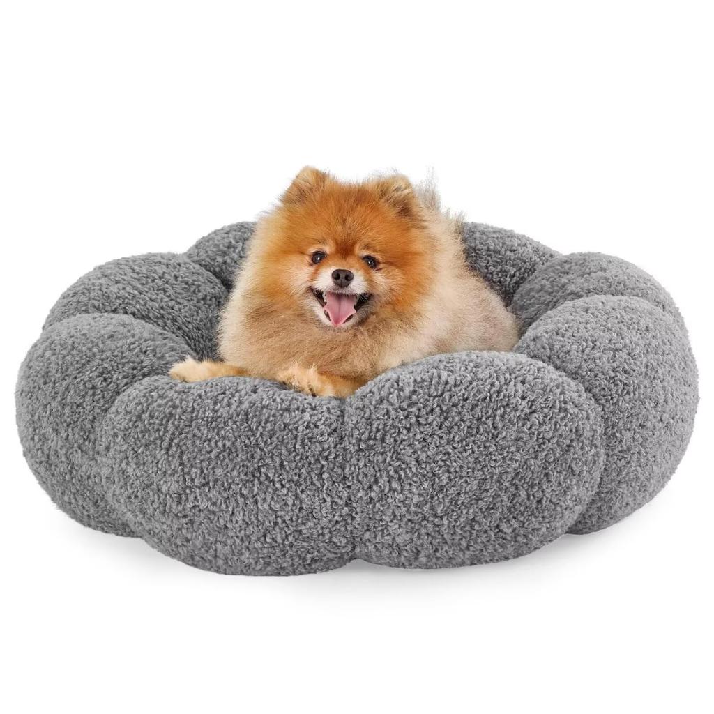 Lesure Washable Dog and Cat Pet Fully Washable and Easy to Suitable for and Small Gray Bed, Fluffy, Non-Slip, Flower-Shaped Cushion, Clean, Cats,