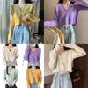Stylish V-neck Long-sleeved Crop Top Soft And Comfortable Womens Cardigan For Autumn