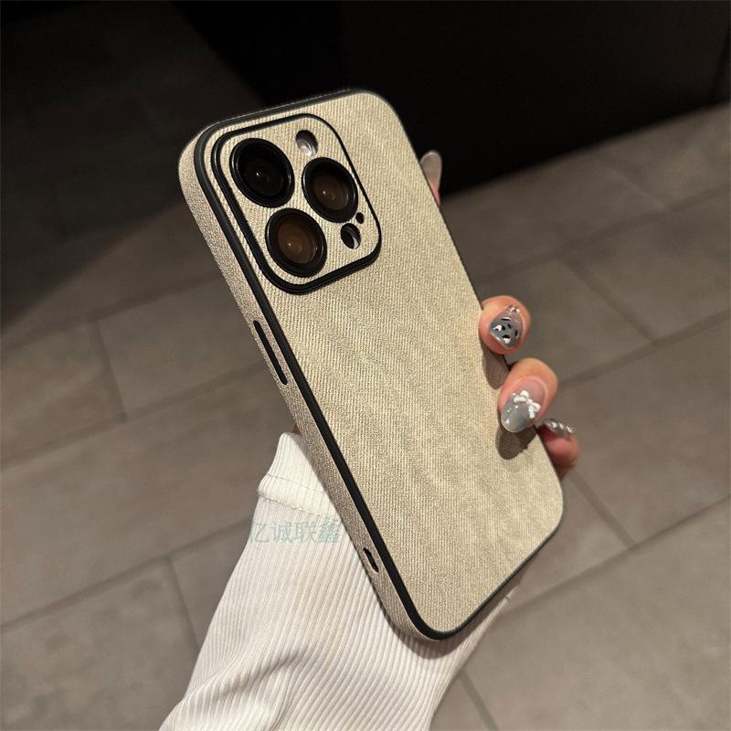 

Side sticker denim pattern for iPhone17pro phone caseApple 16pro solid color 15pro with lens film 14p iPhone17 легкие хаки