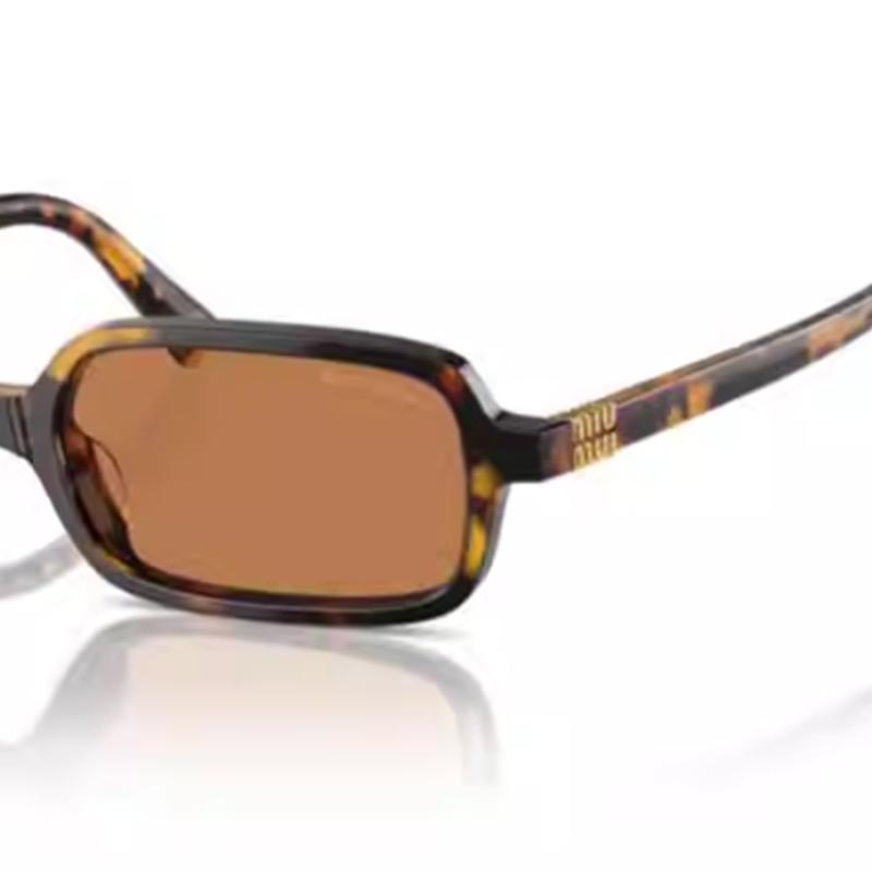 MIU MIU Logo Decorated Rectangular Sunglasses Unisex Sunglasses Tortoise 0MU11ZSFVAU2Z152