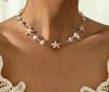 European, American Bohemian Style Simple Starfish Collarbone Chain Fashionable Versatile Rice Bead Beaded Necklace Vacation Jewelry