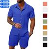 Men Casual Loose Short Sleeve Shirt And Shorts Beach Quick Dry Two Piece Set