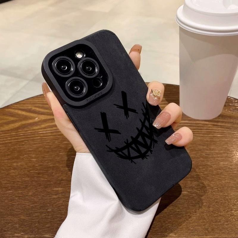 

New Smiling Devil Faux Leather Case For iPhone 17 16 15 14 13 12 11 Pro Max Air XR X XS 16E Plus Lens Protection Cover iPhone XR
