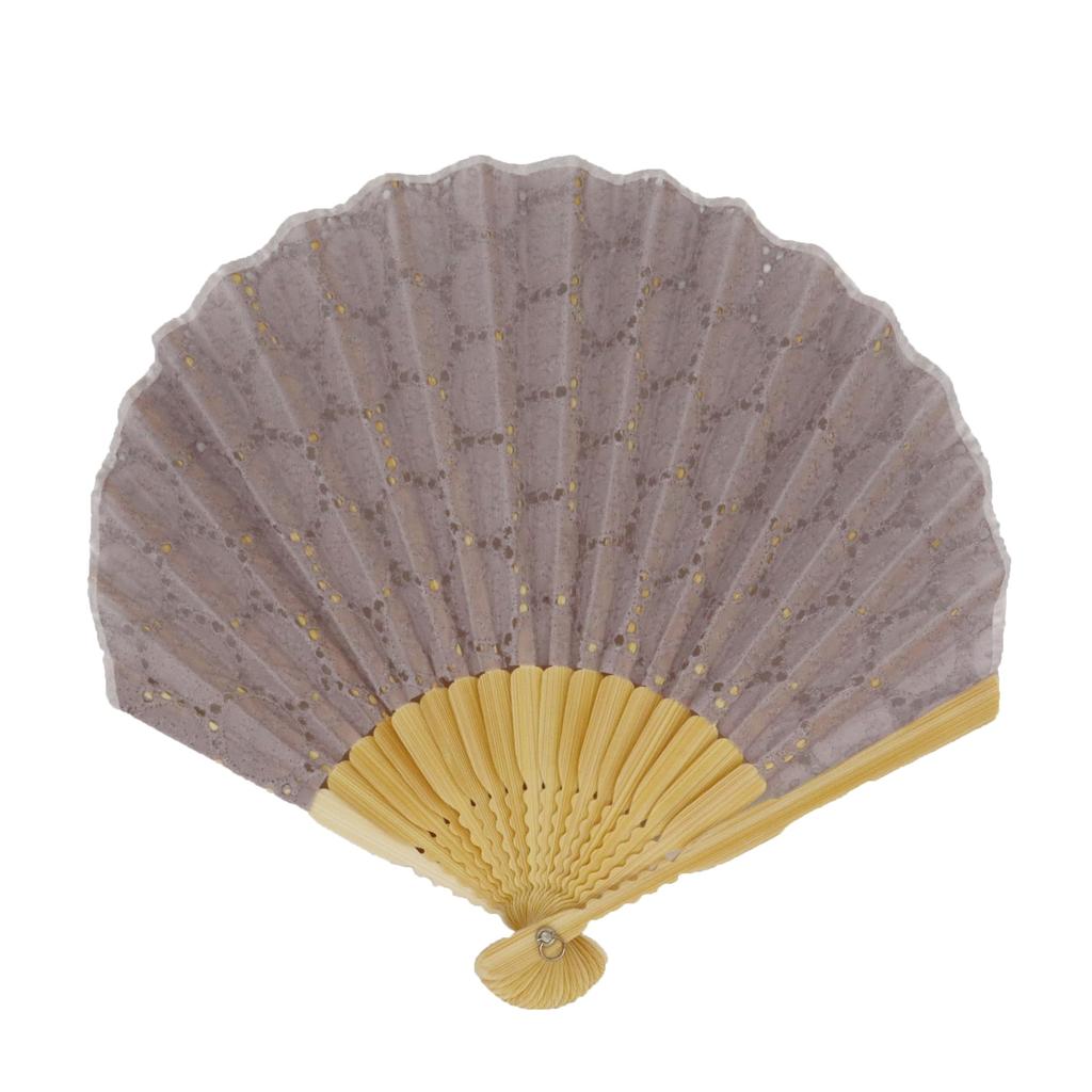 Onishi Ken Seihan Ripple Shell Fan, 22cm, Women's, SY19-R03, Lace, Purple