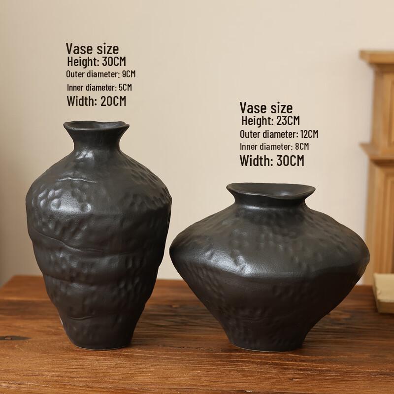 Zen Black Ceramic Vase Set (Large A & B)