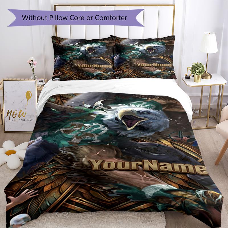 Philadelphia Eagles Customize Your Name Bedding Set Breathable Duvet Cover With Pillowcases Decorative Bed Linen For Bedroom Home Decoration Birthday