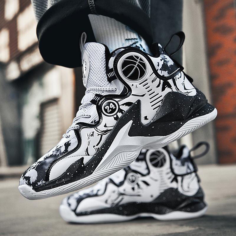 Men's Trendy High-Top Basketball Shoes with Stylish Graphics and Ankle Support