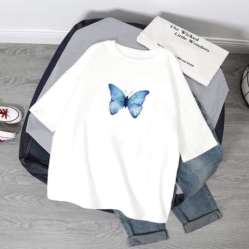 Übergroße T-Shirts Damen Schmetterlingsdruck T-Shirt Sommer Kurzarmshirt Harajuku Mode Grafik-Tops Damen T-Shirt Kleidung