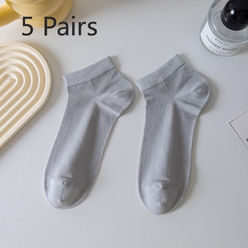 

5 Pairs of Mulberry Silk Socks Women s Summer Thin Socks Sweat Absorbent Breathable Anti-pilling Anti-odour Antibacterial Boneless Socks 5 pairs светло-серый