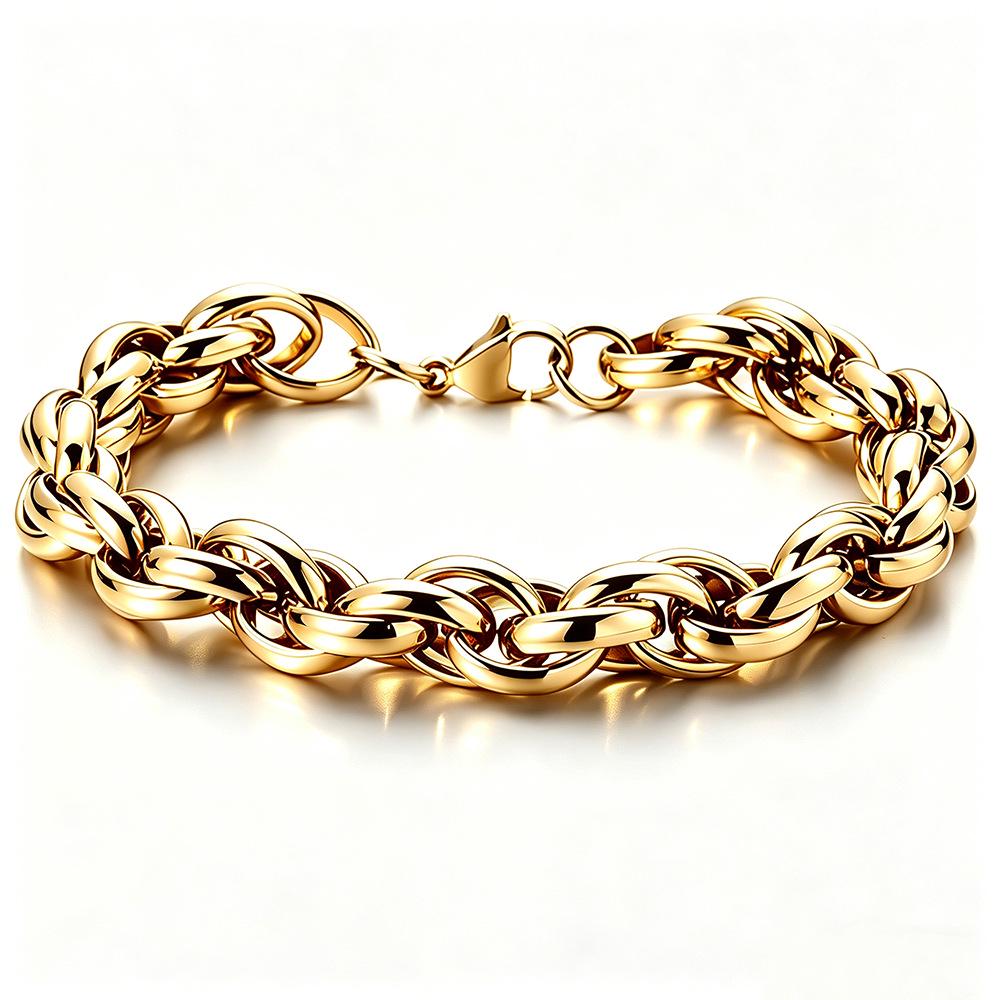 18K Gold Plated Edelstahl Cuban Link Kette - Herren Hip Hop Stil, Farbecht, Hochglanzpoliert.