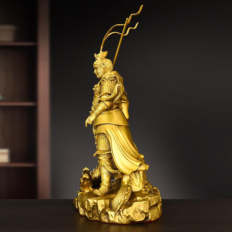 Brass Monkey Statue of The Victorious Buddha Sun Wukong for Living Room and Entryway Home Decor